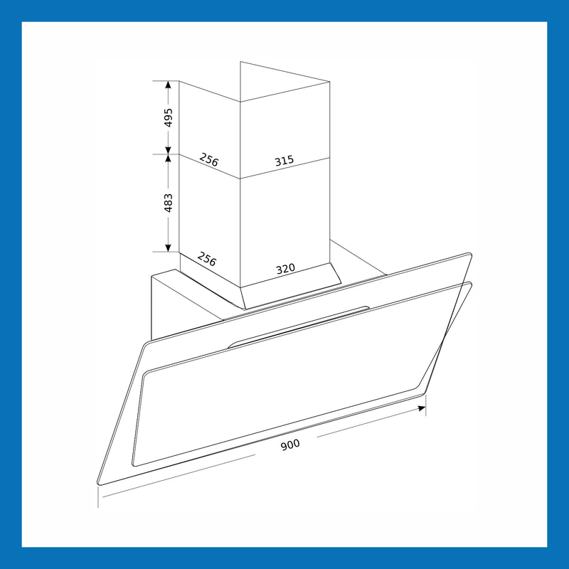 Electric Chimney Vertical Glass Touch Sensor, Baffle filters 90cm 1250 m3/h- Black (6079 TS 90)