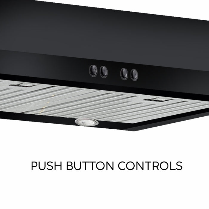 Straight Line Kitchen Chimney Push Button Baffle filters 60cm 1000 m³/h - Black (6014)