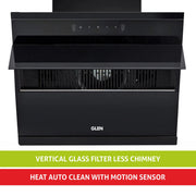 Auto Clean Glass Filterless Chimney with heat auto clean feature