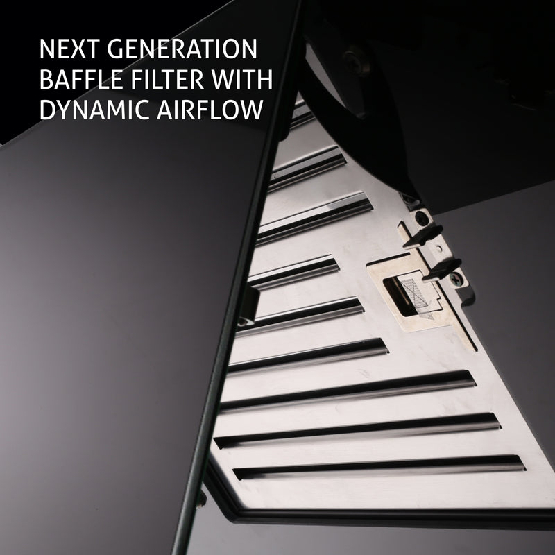 Electric Chimney Vertical Glass Touch Sensor, Baffle filters 60cm 1250 m3/h- Black (6079 TS)