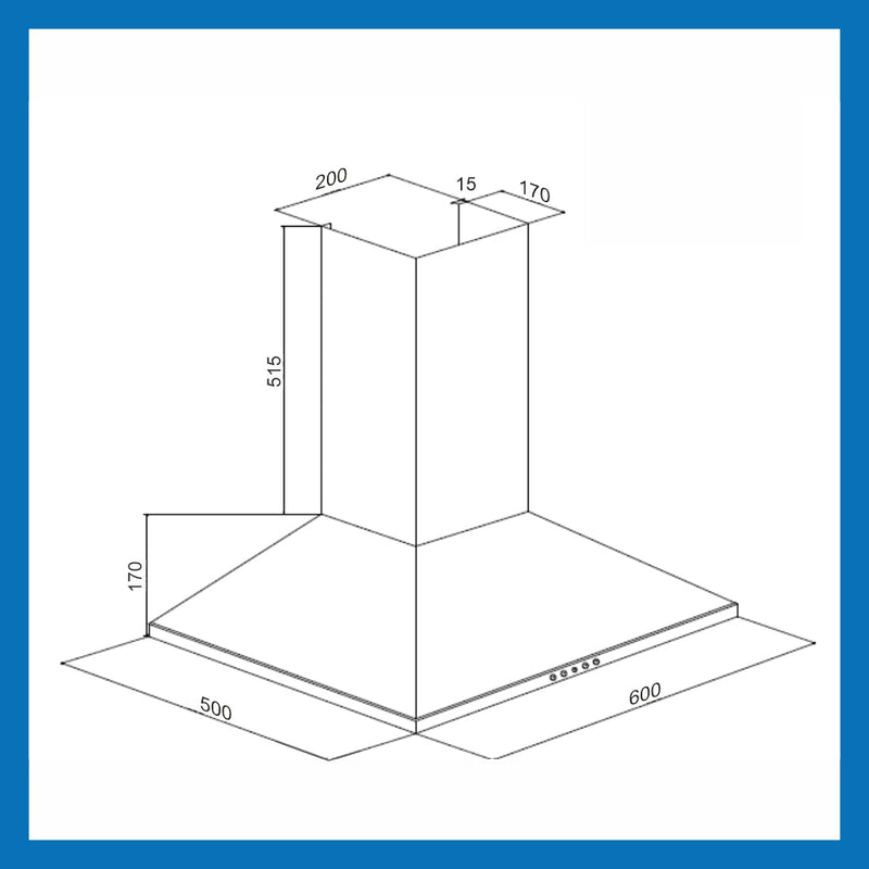 Electric Kitchen Chimney, Pyramid Shape Baffle filters 60cm 1000 m3/h -Black (6021 BL)