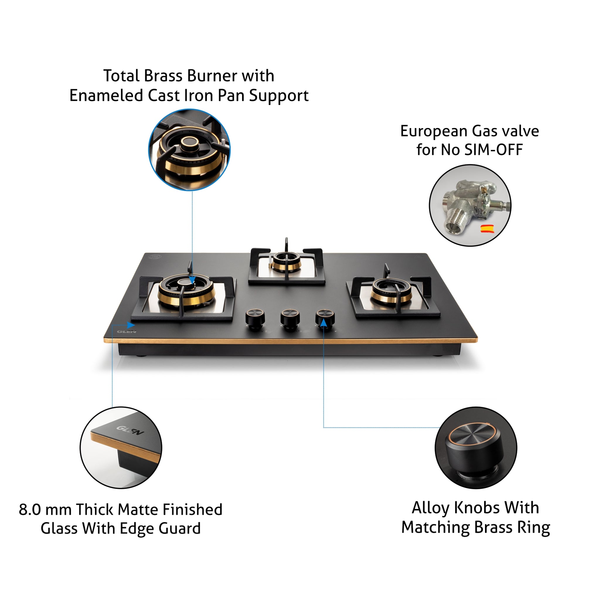 3 Burner Glass HobTop Buy 3 Burner HobTop at Best Prices Glen — Glen