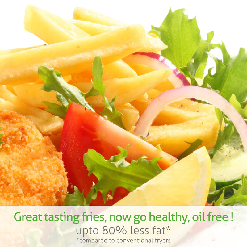 Electric Mini Air Fryer 2 Litres, 800W, Preset Temperature Control -Black & Silver (3045)