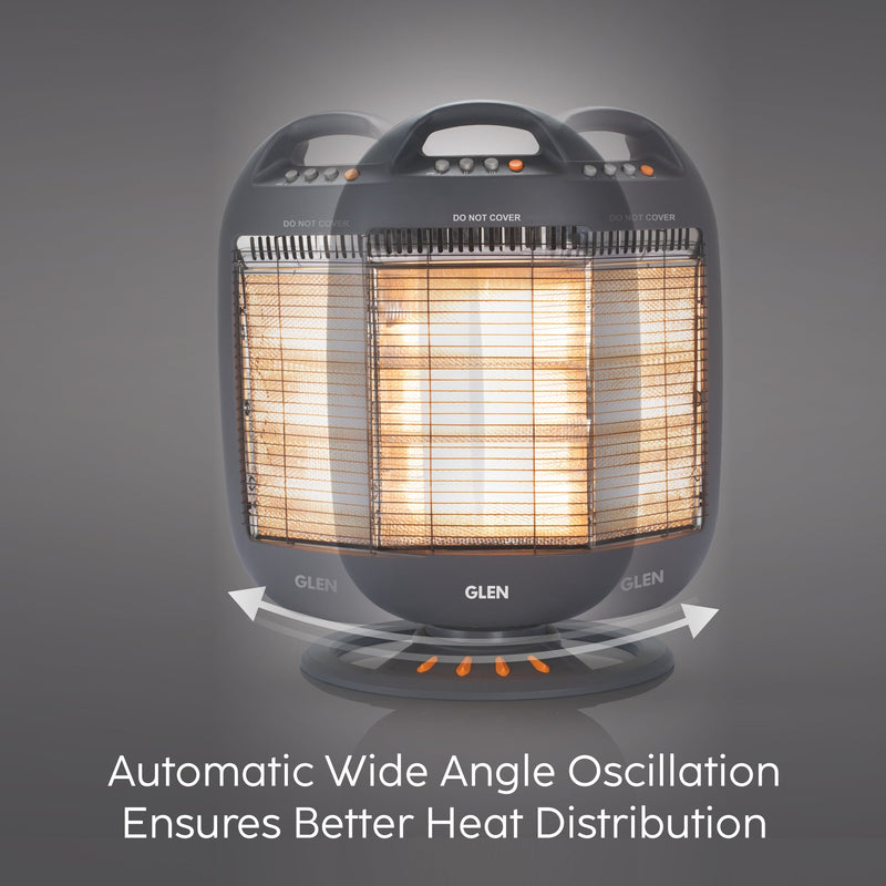 Electric Halogen Room Heater with 3 Heat Settings Grey/Black- HA7017