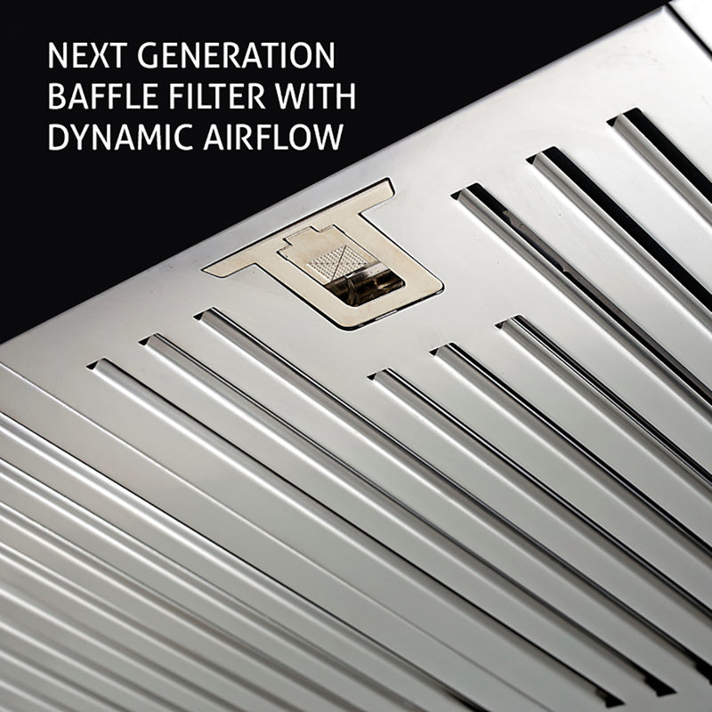 Kitchen Chimney Curved Glass, Push Buttons Baffle filter 60cm 1250 m3/h -Black (6071 DX BL 60)