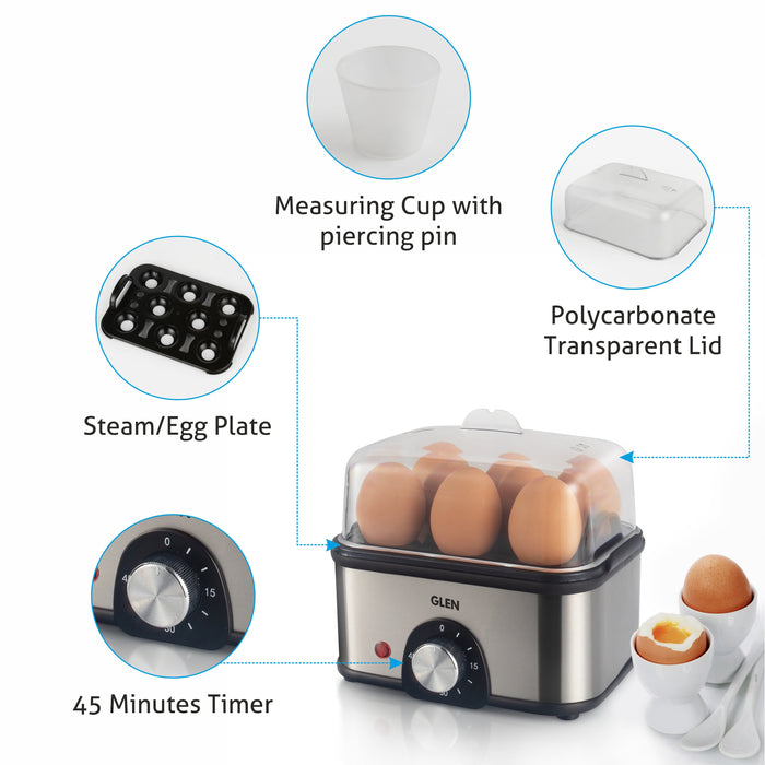 3 in 1 Electric Multi Cooker Egg Boiler - Steam, Cook & Boil, 45 Minutes Timer, 350W -(3035MC)