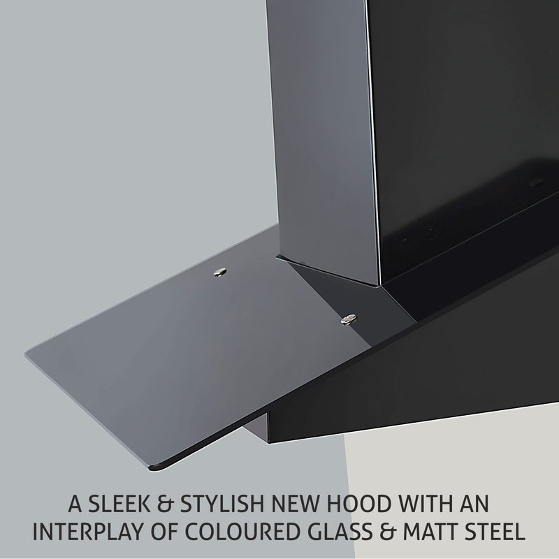 Designer Kitchen Chimney Black Glass Baffle filters Motor 60cm 1250 m3/h -Black (6077)