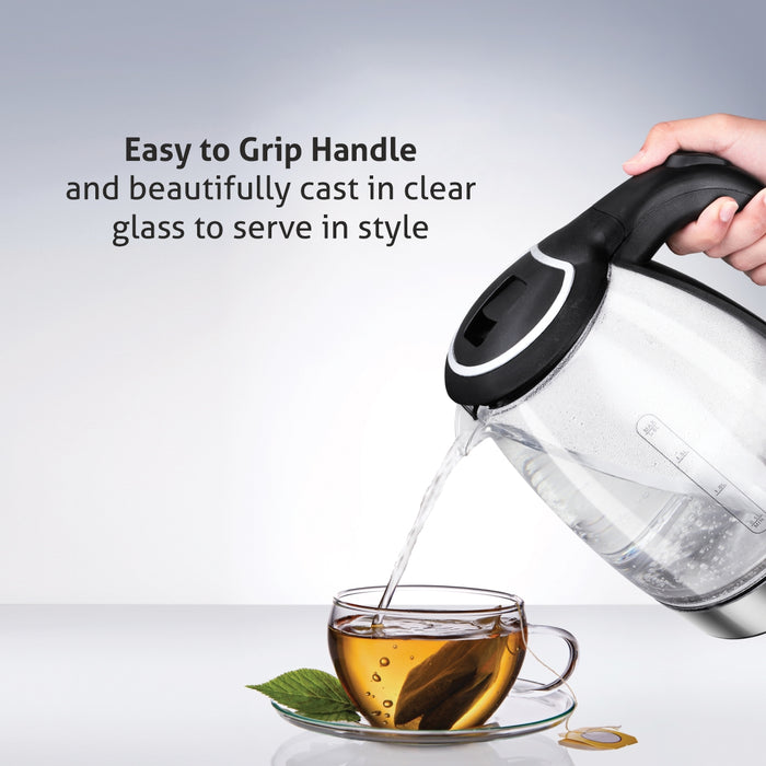 Electric Glass Kettle 1.8 Litre with 360° Rotational Base, Auto Shut-off, 2000 W - White (9012)