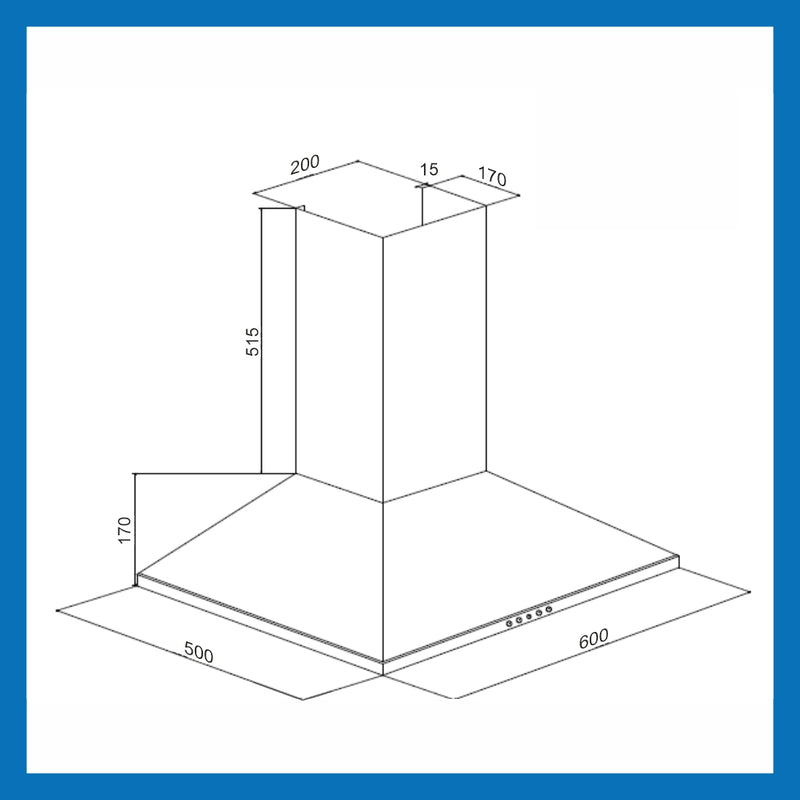 Electric Kitchen Chimney, Pyramid Shape Baffle filters 60cm 1000 m3/h -Black (6050 DX BL)