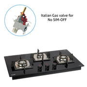 3 Burner Glass Hob with italian gas valve