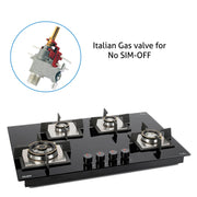 4 Burner Glass Hob with italian gas valve