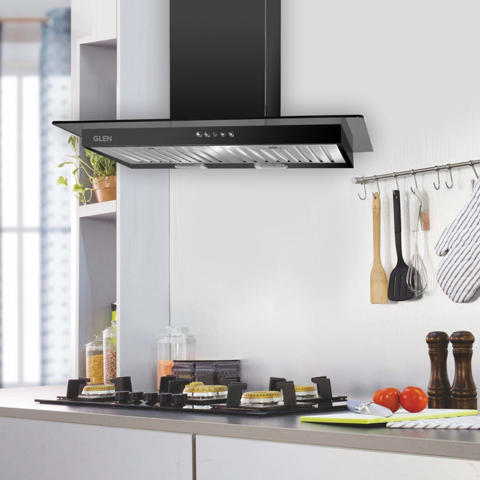 Designer Kitchen Chimney with Push Button Control Baffle filters 60cm 1000 m3/h -Black (6062 BL)
