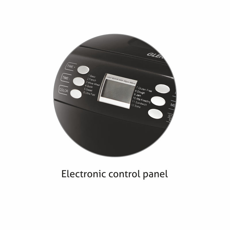 Atta Kneader & Bread Maker, Fully Automatic, 12 Pre-Set Functions, Electronic Control Panel 550W - Black (3039)