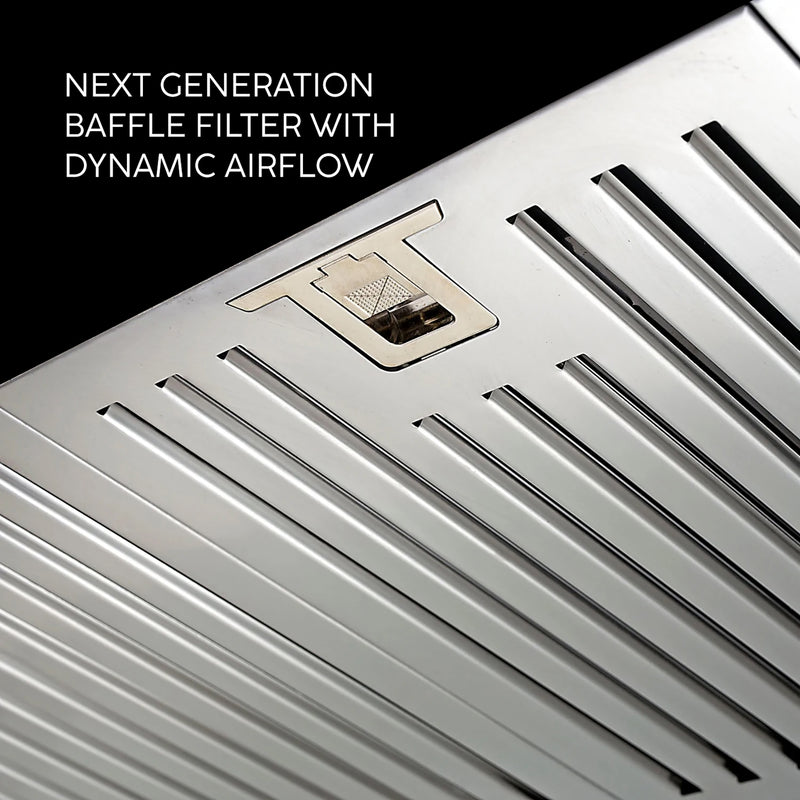 Straight Line Kitchen Chimney Push Button Baffle filters 90cm 1000 m³/h - Black (6014)