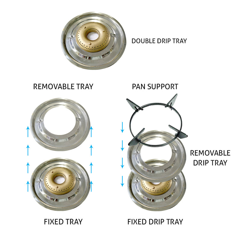3 Burner Glass Gas Stove High Flame Forged Brass Burner XL Double Drip Tray (CT1033GTXLFBDD) - Manual/Auto Ignition