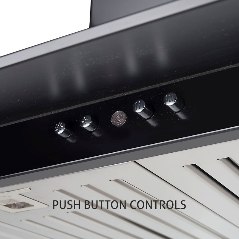 Designer Kitchen Chimney Black Glass Baffle filters 60cm 1000 m3/h -Black (6077 BL)