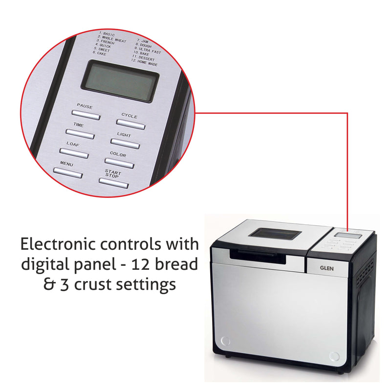 Bread Maker & Atta Kneader, Fully Automatic, 12 Pre-Set Functions, Electronic Control Panel 550W- Silver (3034)