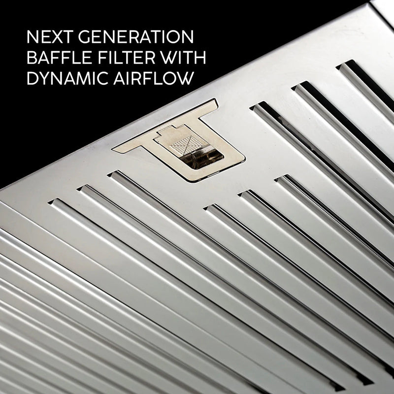 Black Straight-Line Kitchen Chimney with baffle filter