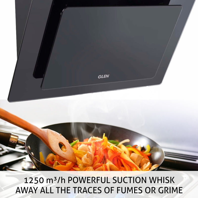 Electric Chimney Vertical Glass Touch Sensor, Baffle filters 90cm 1250 m3/h- Black (6079 TS 90)