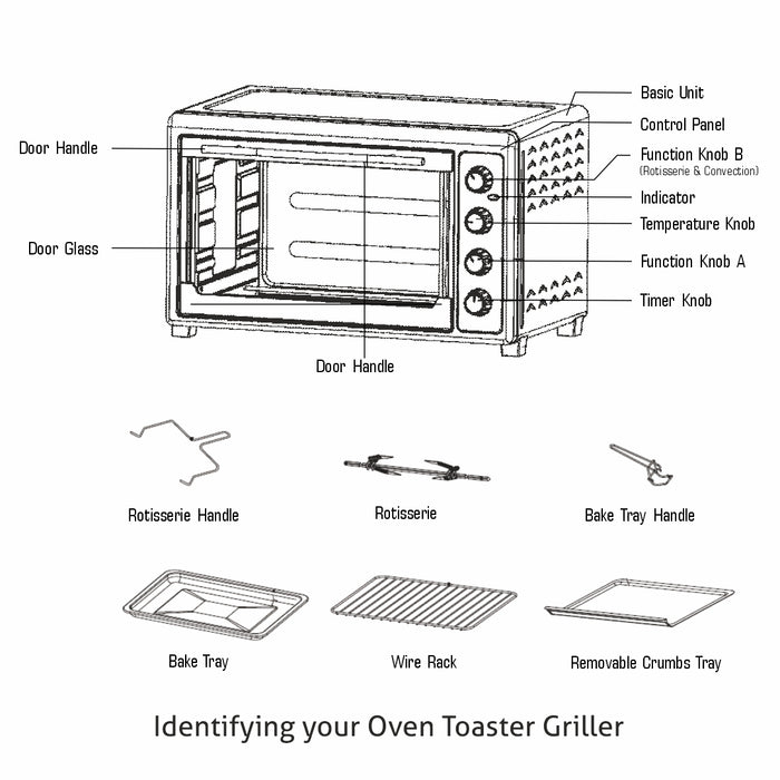 Oven Toaster Griller (OTG) -60 Litres, Rotisserie, Convection Fan, Capillary Thermostat, 2500W - Black (5060)