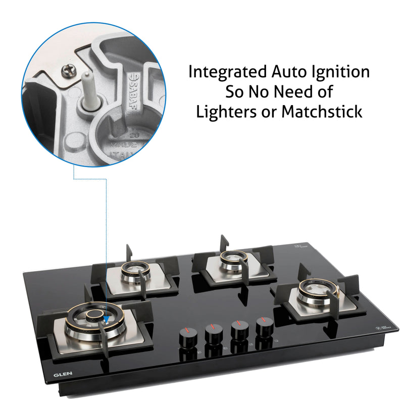4 Burner Glass Hob with auto ignition