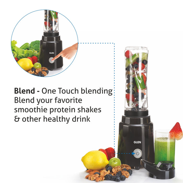Electric Personal Blender 200W 0.6 Litres BPA free Bottle with carry handle - Black (4047 BL)