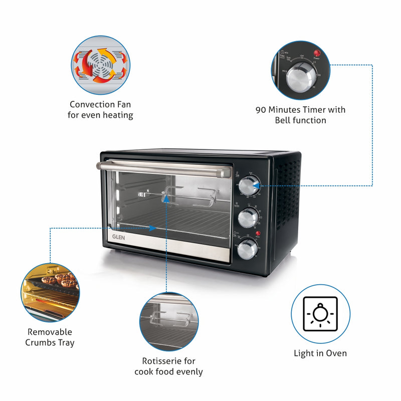 Oven Toaster Griller (OTG) -42 Litres,  Motorized Rotisserie, Convection Fan, 2000W - Black (SA5042BLRC)