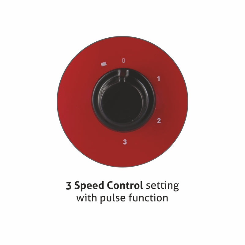 Mixer Grinder 500W with 2 Stainless Steel Grinder and Chutney Jars - Red (4023)