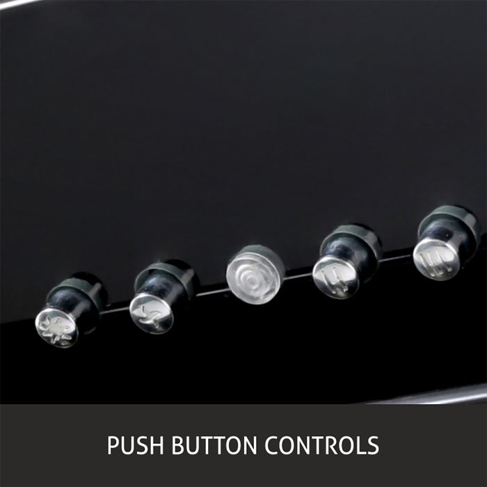Kitchen Chimney Curved Glass, Push Buttons Baffle filter 60cm 1250 m3/h -Black (6071 DX BL)