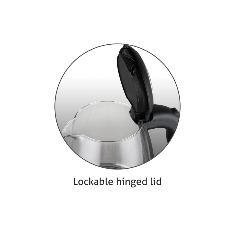 Electric Glass Kettle 1.8 Litre with 360° Rotational Base, Auto Shut-off, 2000 W - White (9012)