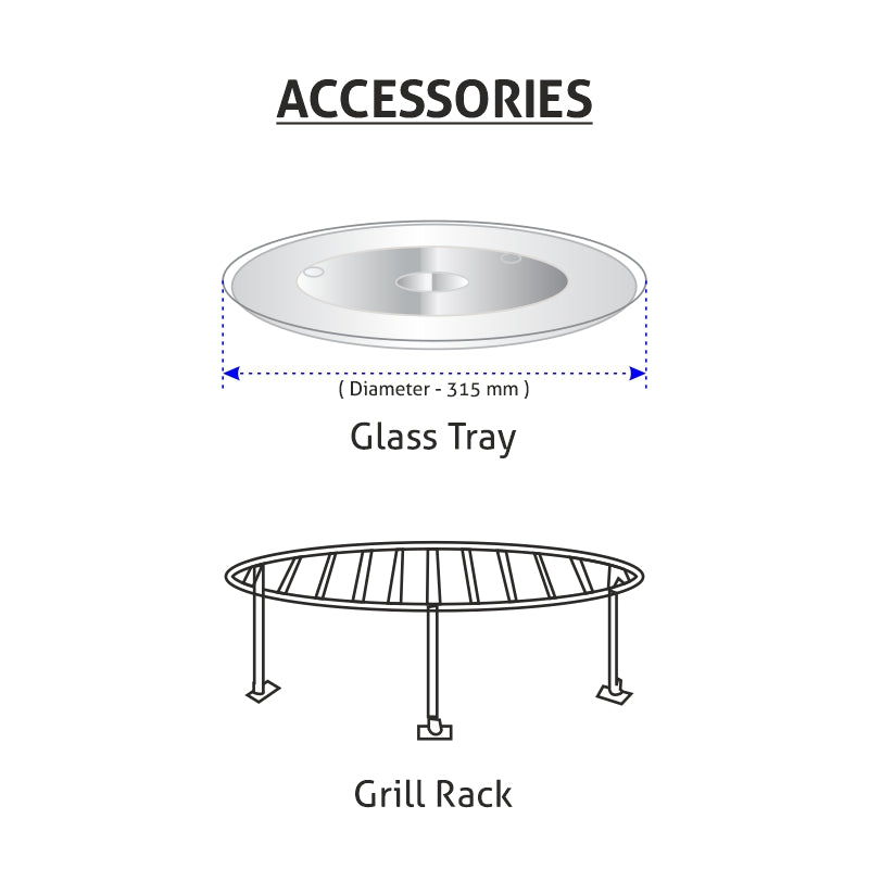 Built In Microwave with Grill 25Ltr Glass Finish (MO 676)