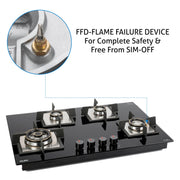4 Burner Glass Hob flame failure device