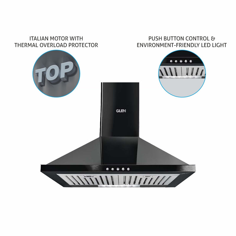 Electric Kitchen Chimney, Pyramid Shape Baffle filters 60cm 1000 m3/h -Black (6021 BL)
