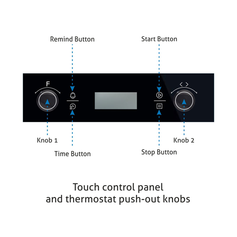 Built in Oven Touch Controls Motorised Rotisserie Turbo Fan 80L with Multi-function (661)