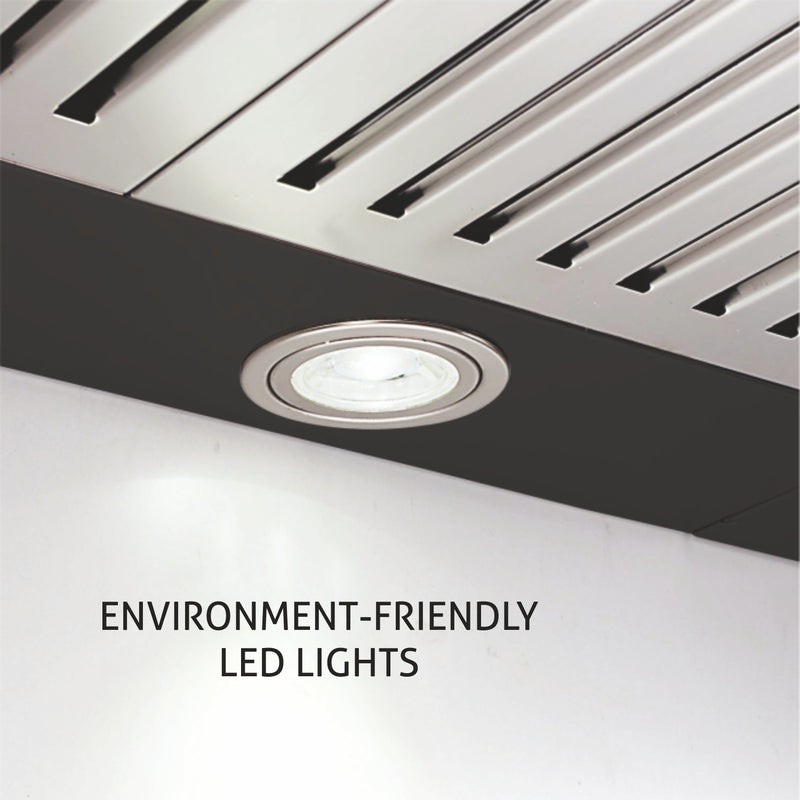 Designer Kitchen Chimney Black Glass Baffle filters Motor 60cm 1250 m3/h -Black (6077)