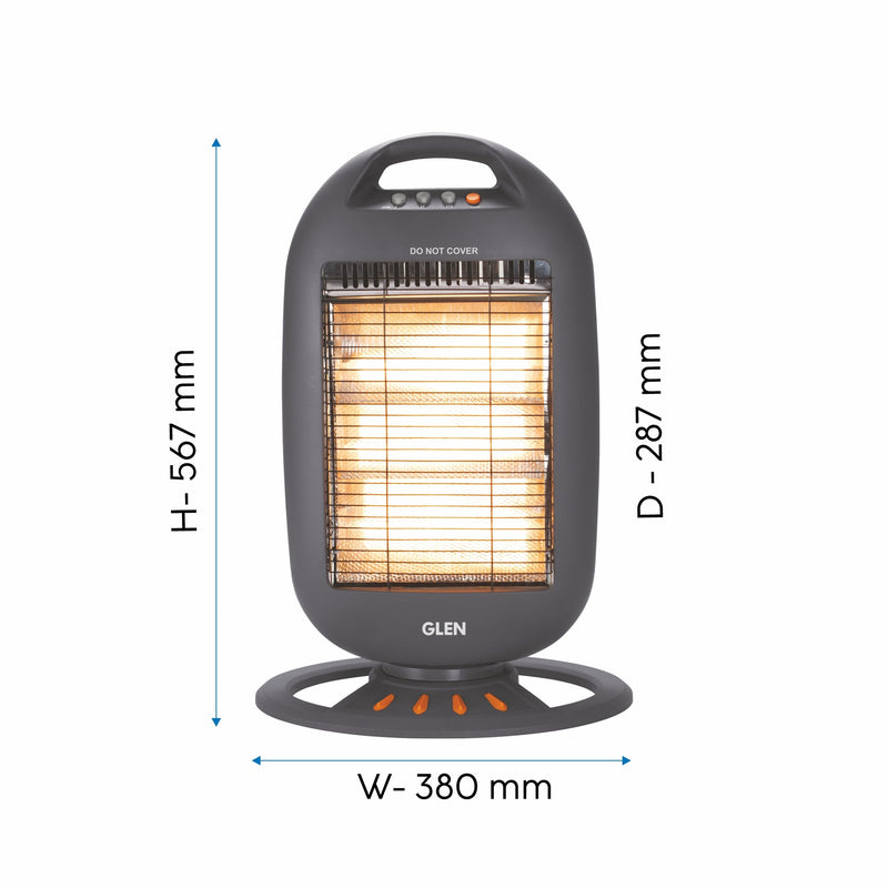 Electric Halogen Room Heater with 3 Heat Settings Grey/Black- HA7017