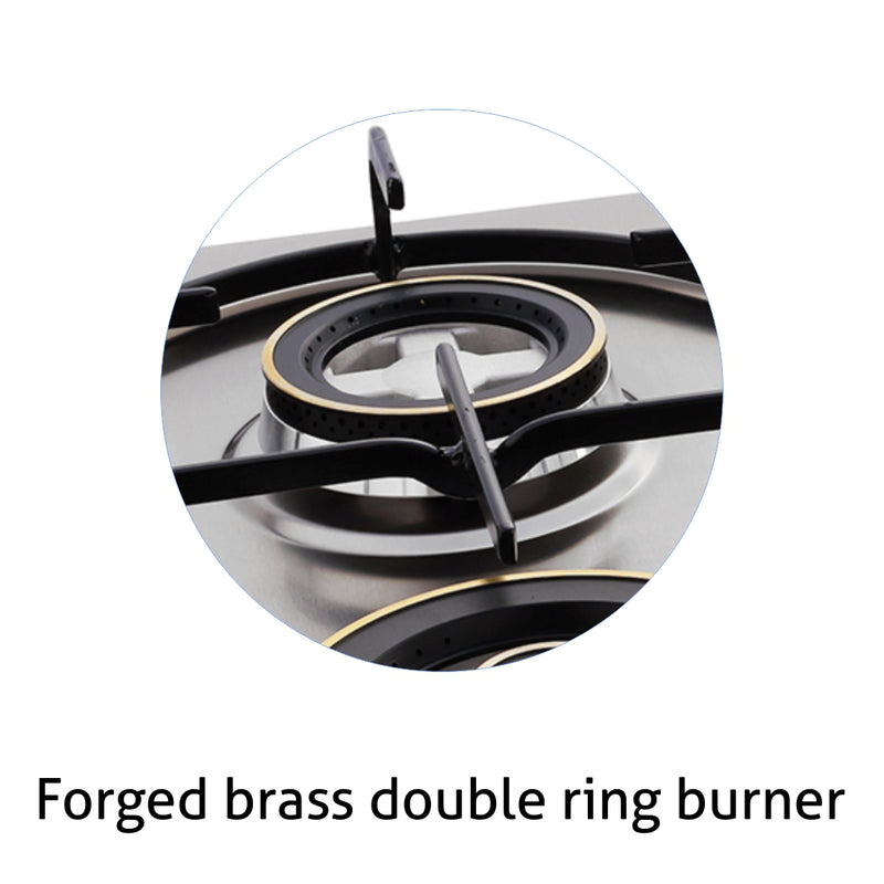 4 Burner Stainless Steel Built in Hob Triple Ring, Double Ring Forged Brass Burners Auto Ignition (1061 DBTRSS)