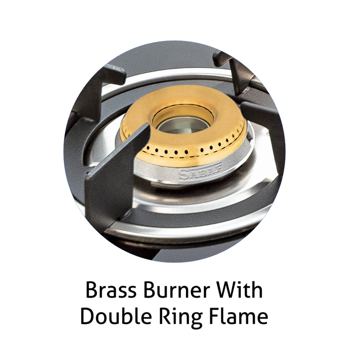 3 Burner Glass Hob Top with Italian Double Ring Brass Burners Auto Ignition (1063 RO IN HT BB)