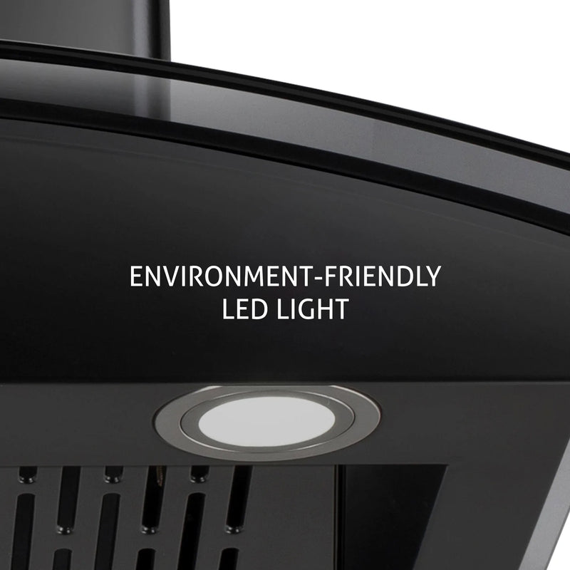Auto Clean Chimney Curved Glass Filter-less with Motion Sensor, 1400 m³/h - 60/76/90cm (6068 BL MS AC)