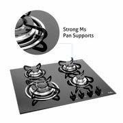 4 Burner Built in Glass Hob with strong pan support