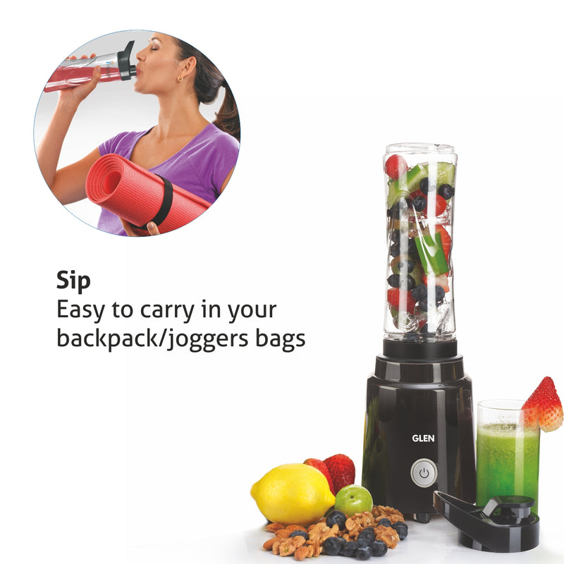 Electric Personal Blender 200W 0.6 Litres BPA free Bottle with carry handle - Black (4047 BL)