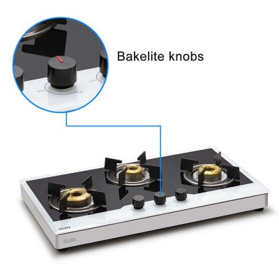 3 Burner Free Standing Glass Hob wiith bakelite knobs