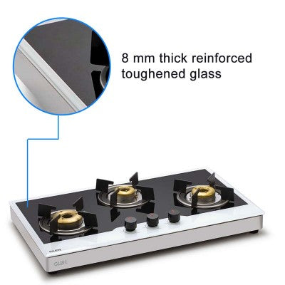 3 Burner Free Standing Glass Hob with 8mm thick toughened glass