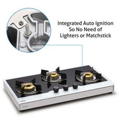 3 Burner Free Standing Glass Hob with auto ignition