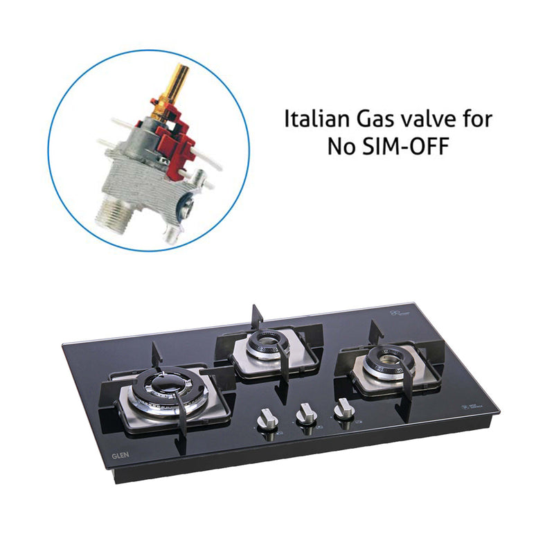 3 Burner Glass Hob Triple Ring Burner Italian Double Ring Burner Auto Ignition (1073 SQHTINTR)
