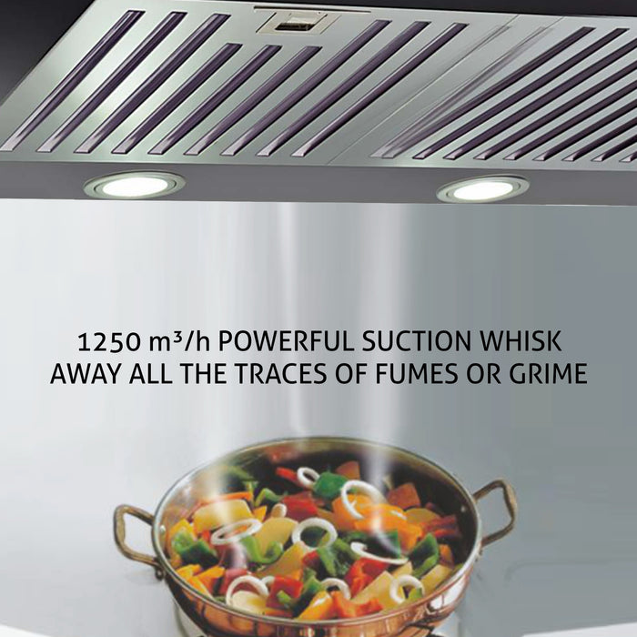 Designer Electric Kitchen Chimney  Touch Control 90cm 1250 m3/h - Black (6062 TS BL)