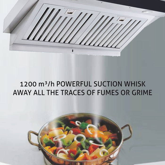 Kitchen Chimney with Touch Sensor, Baffle Filter, Italian Motor, 60cm 1250 m3/h - Silver (6078 TS)