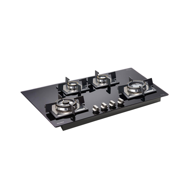 4 Burner Glass Gas Hob Top Triple Ring Burner Double Ring Forged Brass Burner Auto Ignition (1074 SQHTDBTR)