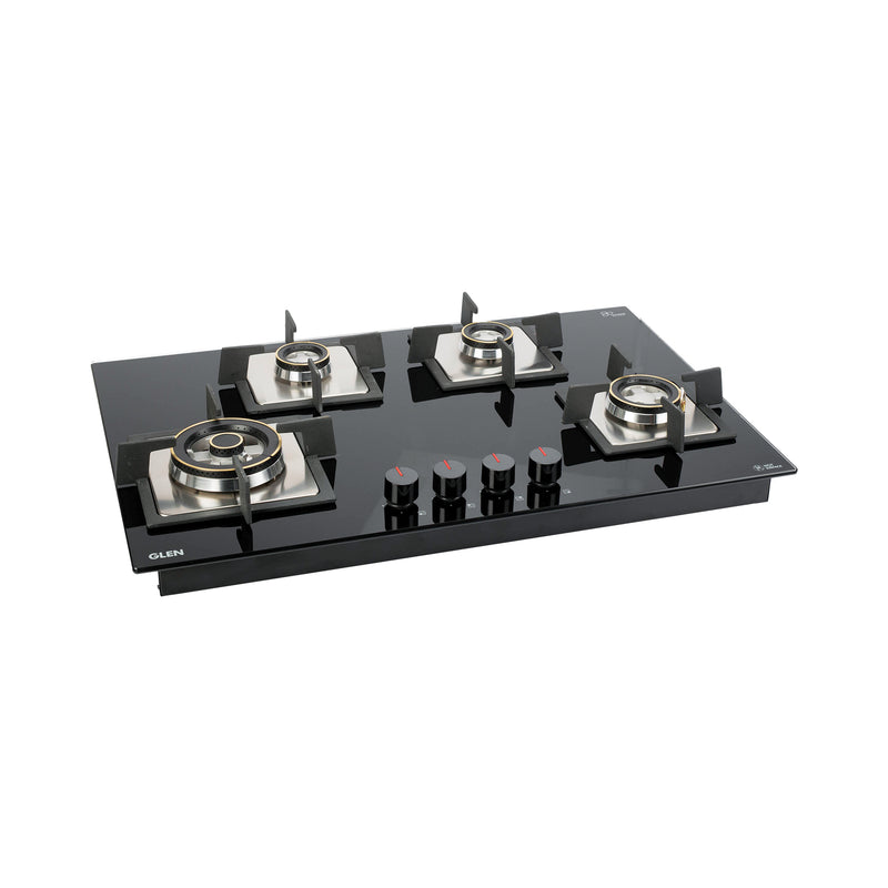 4 Burner Glass Hob Top Triple Ring, Double Ring Forged Brass Burner Flame Failure Device Auto Ign