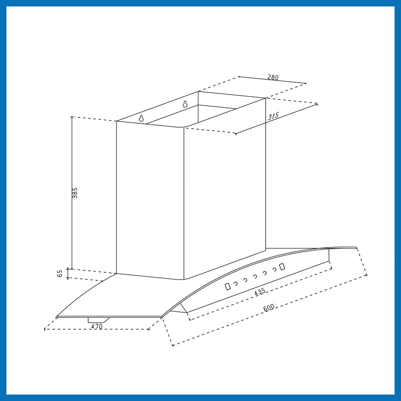 Auto Clean Curved Glass Chimney with BLDC Motor 60/90cm 1400 m³/h -Black (6071R BLDC BL AC)